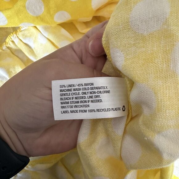 Lisa Marie Fernandez x Target Polka Dot Midi Dress Size M Yellow One Shoulder - Picture 5 of 9